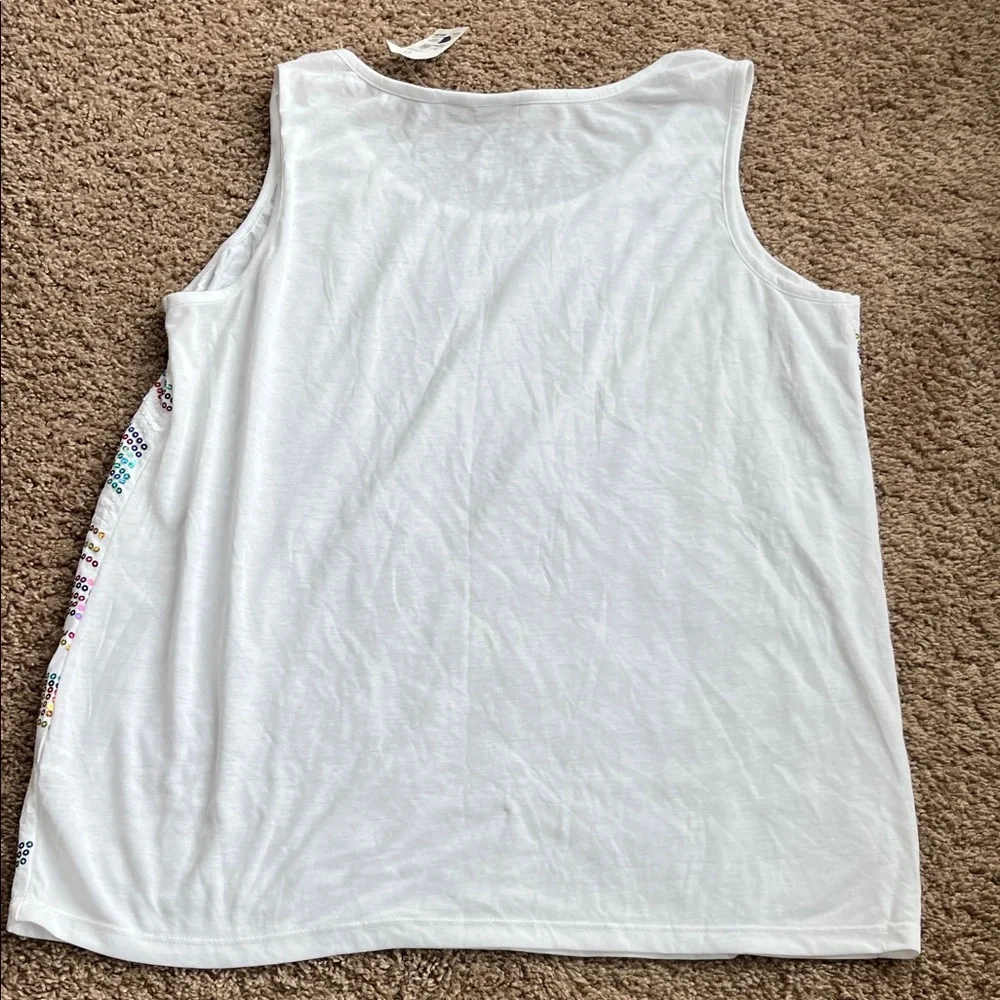 Cato White Sequin Embellished Tank Top - Picture 6 of 6